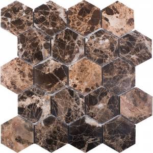 Мраморная мозаика Starmosaic Hex HEXAGON DARK EMPERADOR POLISHED