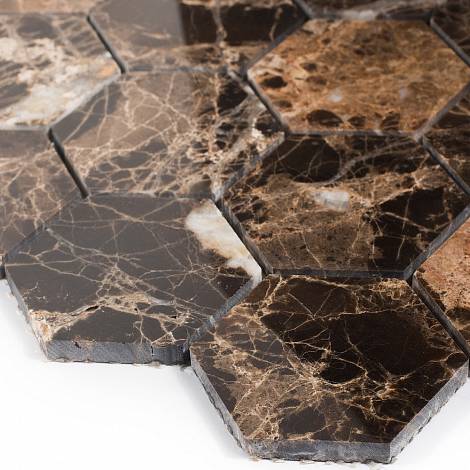 STARmosaic мраморная мозаика Мраморная мозаика Starmosaic Hex HEXAGON DARK EMPERADOR POLISHED