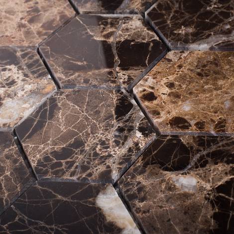 STARmosaic мраморная мозаика Мраморная мозаика Starmosaic Hex HEXAGON DARK EMPERADOR POLISHED