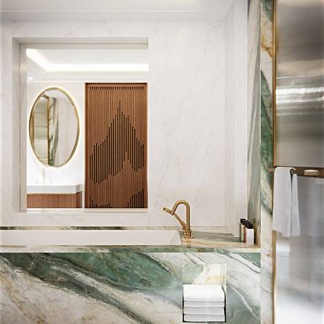 PRIMAX Кварцевый агломерат Primax Fresco 730 Calacatta Emerald Dreams