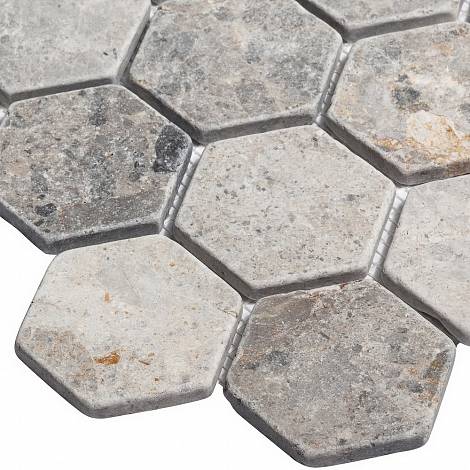 STARmosaic мраморная мозаика Мраморная мозаика Starmosaic Hex HEXAGON VLg TUMBLED 64x74