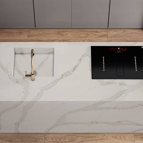 Quantra Quartz Кварцевый агломерат Calacatta Capri 9334 Quantra Quartz